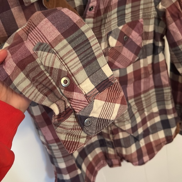 KUHL purple, blue and cream flannel with brown corduroy accents S - Picture 4 of 7